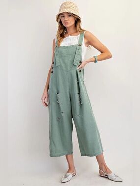 New Easel Sage Washed Overalls